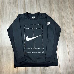 Nike Tennis Crewneck Pullover Mens L Graphic Black